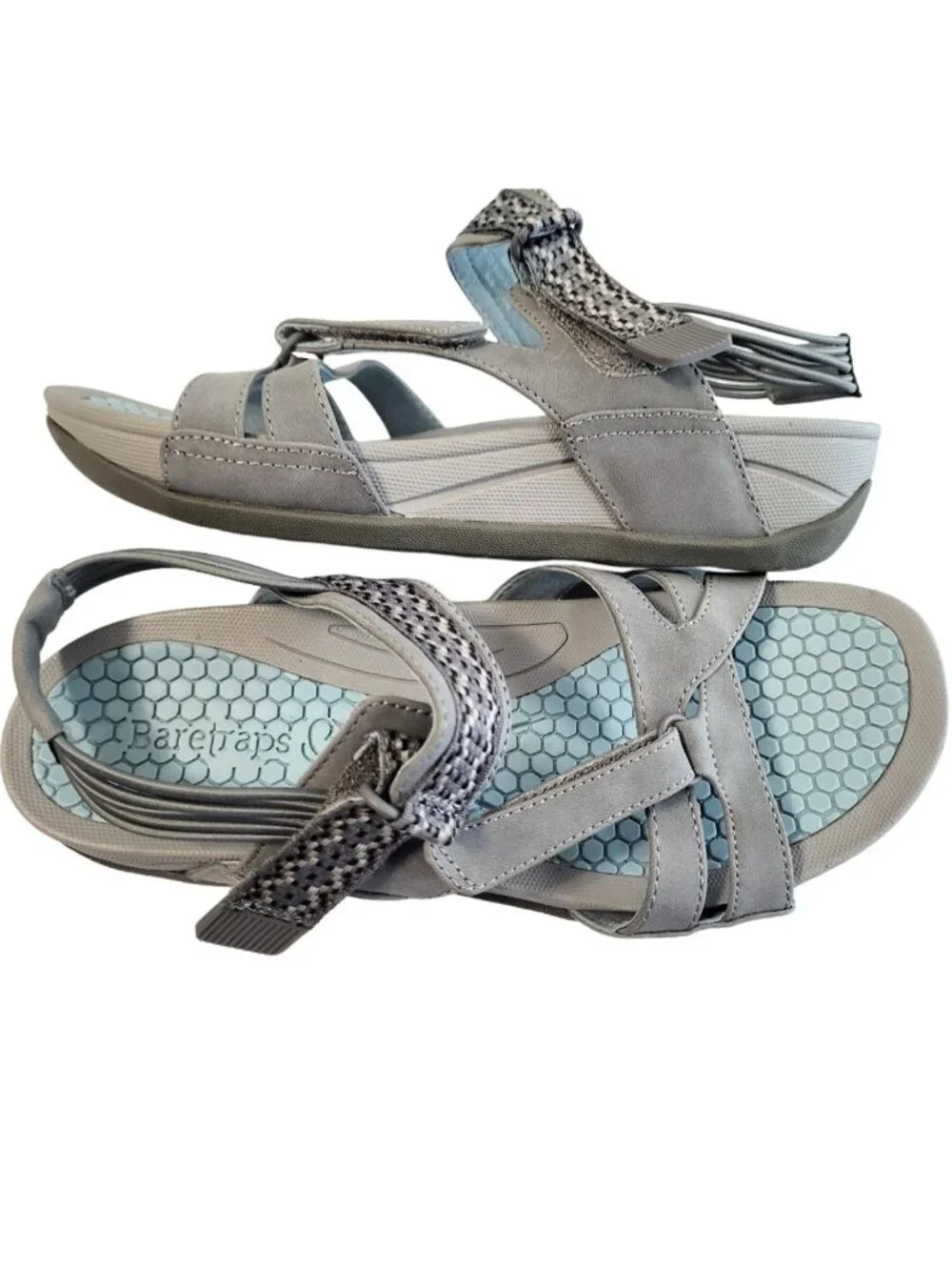 BARE TRAPS Light Blue & Gray Dalton Sandals - Women's 7.5